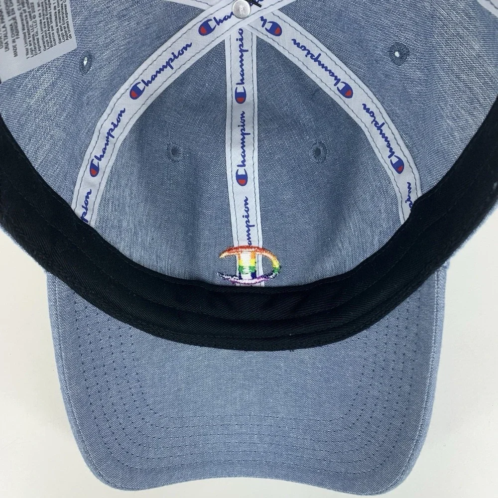 Champion Rainbow Colors Logo Hat Blue Adjustable Strap Baseball Cap